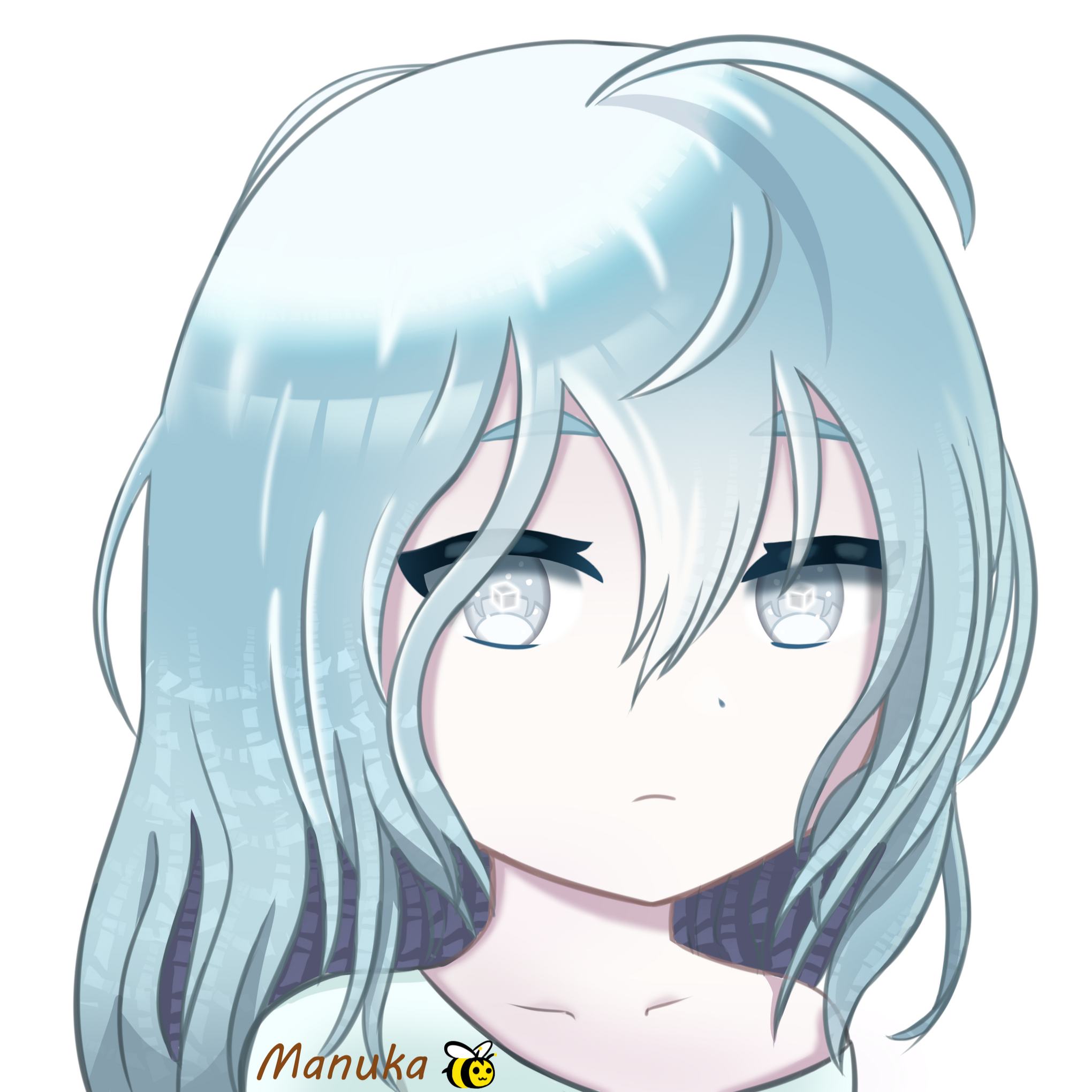 An animated emote of ManukaB crying, it's very cute.
